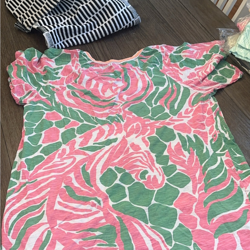 Lilly Pulitzer Pink and Green Zebra Print Kids Tee